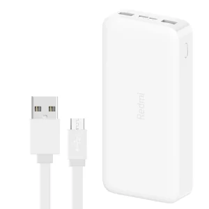 پاوربانک شیائومی مدل Redmi ظرفیت 20000 میلی آمپرساعت به همراه کابل تبدیل microUSB